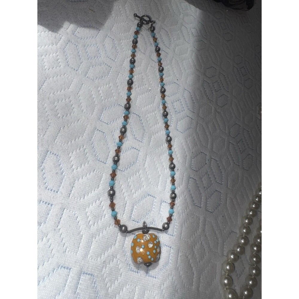 Turquoise And Murano Glass Necklace